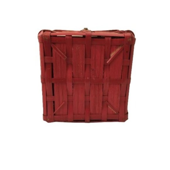Red Box Bag Top Handle Basket Vintage Structured Design - Picture 8 of 10